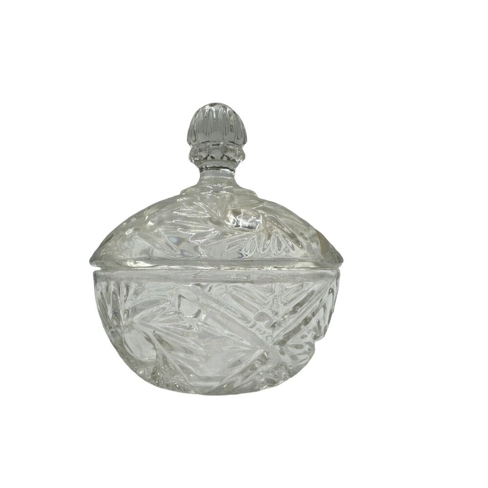 Crystal Zajecar Yugoslavia 24% Lead Cut Glass Candy Dish Lid Vintage Elegant